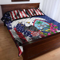 United States Guam Quilt Bed Set USA Eagle Guahan Seal Bougainvillea - Wonder Print Shop