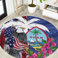 United States Guam Round Carpet USA Eagle Guahan Seal Bougainvillea - Wonder Print Shop