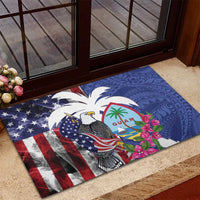 United States Guam Rubber Doormat USA Eagle Guahan Seal Bougainvillea - Wonder Print Shop