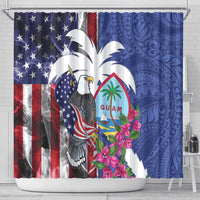 United States Guam Shower Curtain USA Eagle Guahan Seal Bougainvillea - Wonder Print Shop