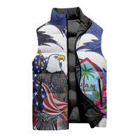United States Guam Sleeveless Puffer Jacket USA Eagle Guahan Seal Bougainvillea - Wonder Print Shop