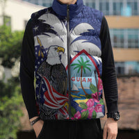 United States Guam Sleeveless Puffer Jacket USA Eagle Guahan Seal Bougainvillea - Wonder Print Shop