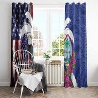 United States Guam Window Curtain USA Eagle Guahan Seal Bougainvillea - Wonder Print Shop