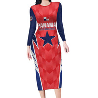 Custom Panama Football Long Sleeve Bodycon Dress 2025 Vamos Los Canaleros