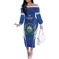 Custom El Salvador Football Off The Shoulder Long Sleeve Dress 2025 Vamos La Selecta