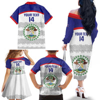 Custom Belize Football Family Matching Off The Shoulder Long Sleeve Dress and Hawaiian Shirt 2025 Go Jaguars