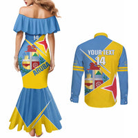Custom Aruba Football Couples Matching Mermaid Dress and Long Sleeve Button Shirt 2025 Coat Of Arms Style
