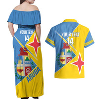 Custom Aruba Football Couples Matching Off Shoulder Maxi Dress and Hawaiian Shirt 2025 Coat Of Arms Style