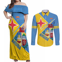 Custom Aruba Football Couples Matching Off Shoulder Maxi Dress and Long Sleeve Button Shirt 2025 Coat Of Arms Style
