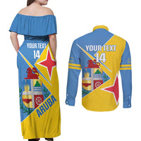 Custom Aruba Football Couples Matching Off Shoulder Maxi Dress and Long Sleeve Button Shirt 2025 Coat Of Arms Style