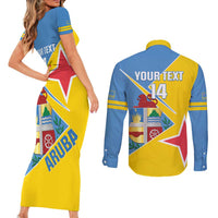 Custom Aruba Football Couples Matching Short Sleeve Bodycon Dress and Long Sleeve Button Shirt 2025 Coat Of Arms Style