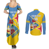 Custom Aruba Football Couples Matching Summer Maxi Dress and Long Sleeve Button Shirt 2025 Coat Of Arms Style