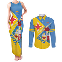 Custom Aruba Football Couples Matching Tank Maxi Dress and Long Sleeve Button Shirt 2025 Coat Of Arms Style