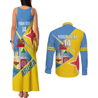 Custom Aruba Football Couples Matching Tank Maxi Dress and Long Sleeve Button Shirt 2025 Coat Of Arms Style