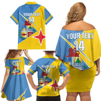 Custom Aruba Football Family Matching Off Shoulder Short Dress and Hawaiian Shirt 2025 Coat Of Arms Style