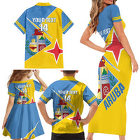 Custom Aruba Football Family Matching Short Sleeve Bodycon Dress and Hawaiian Shirt 2025 Coat Of Arms Style