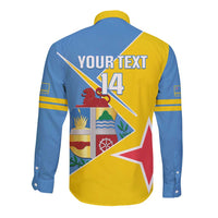 Custom Aruba Football Long Sleeve Button Shirt 2025 Coat Of Arms Style