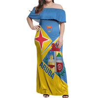Custom Aruba Football Off Shoulder Maxi Dress 2025 Coat Of Arms Style