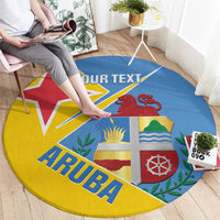 Custom Aruba Football Round Carpet 2025 Coat Of Arms Style