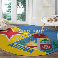 Custom Aruba Football Round Carpet 2025 Coat Of Arms Style