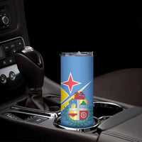 Custom Aruba Football Skinny Tumbler 2025 Coat Of Arms Style