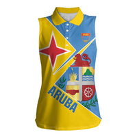 Custom Aruba Football Women Sleeveless Polo Shirt 2025 Coat Of Arms Style