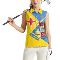 Custom Aruba Football Women Sleeveless Polo Shirt 2025 Coat Of Arms Style