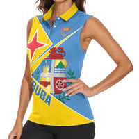 Custom Aruba Football Women Sleeveless Polo Shirt 2025 Coat Of Arms Style