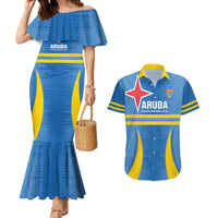 Custom Aruba Football Couples Matching Mermaid Dress and Hawaiian Shirt 2025 Go Champions Flag Color