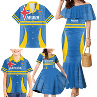 Custom Aruba Football Family Matching Mermaid Dress and Hawaiian Shirt 2025 Go Champions Flag Color
