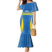 Custom Aruba Football Family Matching Mermaid Dress and Hawaiian Shirt 2025 Go Champions Flag Color