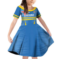 Custom Aruba Football Family Matching Off Shoulder Short Dress and Hawaiian Shirt 2025 Go Champions Flag Color