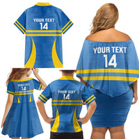 Custom Aruba Football Family Matching Off Shoulder Short Dress and Hawaiian Shirt 2025 Go Champions Flag Color