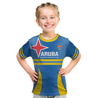 Custom Aruba Football Kid T Shirt 2025 Go Champions Flag Color