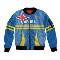 Custom Aruba Football Sleeve Zip Bomber Jacket 2025 Go Champions Flag Color