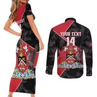 Custom Trinidad and Tobago Football Couples Matching Short Sleeve Bodycon Dress and Long Sleeve Button Shirt 2025 Go Soca Warriors