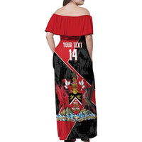 Custom Trinidad and Tobago Football Family Matching Off Shoulder Maxi Dress and Hawaiian Shirt 2025 Go Soca Warriors