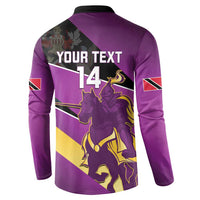 Custom Trinidad and Tobago Cricket Button Sweatshirt Come On Knight Riders Purple Version