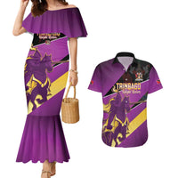 Custom Trinidad and Tobago Cricket Couples Matching Mermaid Dress and Hawaiian Shirt Come On Knight Riders Purple Version