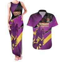 Custom Trinidad and Tobago Cricket Couples Matching Tank Maxi Dress and Hawaiian Shirt Come On Knight Riders Purple Version