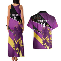 Custom Trinidad and Tobago Cricket Couples Matching Tank Maxi Dress and Hawaiian Shirt Come On Knight Riders Purple Version