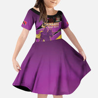 Custom Trinidad and Tobago Cricket Family Matching Long Sleeve Bodycon Dress and Hawaiian Shirt Come On Knight Riders Purple Version