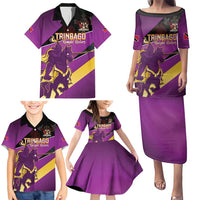 Custom Trinidad and Tobago Cricket Family Matching Puletasi and Hawaiian Shirt Come On Knight Riders Purple Version
