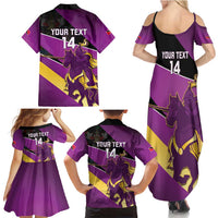 Custom Trinidad and Tobago Cricket Family Matching Summer Maxi Dress and Hawaiian Shirt Come On Knight Riders Purple Version