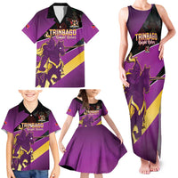 Custom Trinidad and Tobago Cricket Family Matching Tank Maxi Dress and Hawaiian Shirt Come On Knight Riders Purple Version
