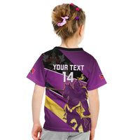 Custom Trinidad and Tobago Cricket Kid T Shirt Come On Knight Riders Purple Version