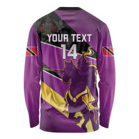 Custom Trinidad and Tobago Cricket Long Sleeve Shirt Come On Knight Riders Purple Version
