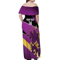 Custom Trinidad and Tobago Cricket Off Shoulder Maxi Dress Come On Knight Riders Purple Version