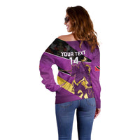 Custom Trinidad and Tobago Cricket Off Shoulder Sweater Come On Knight Riders Purple Version