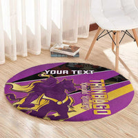 Custom Trinidad and Tobago Cricket Round Carpet Come On Knight Riders Purple Version